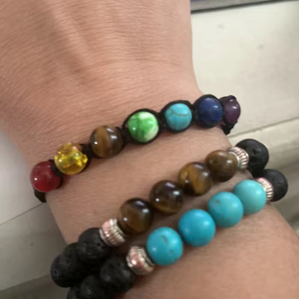 NWT๐ง๐ปโโ๏ธ 7 CHAKRA NATURAL STONE BEAD ADJUSTABLE BRAIDED YOGA ROPE BRACELET - Picture 11 of 12